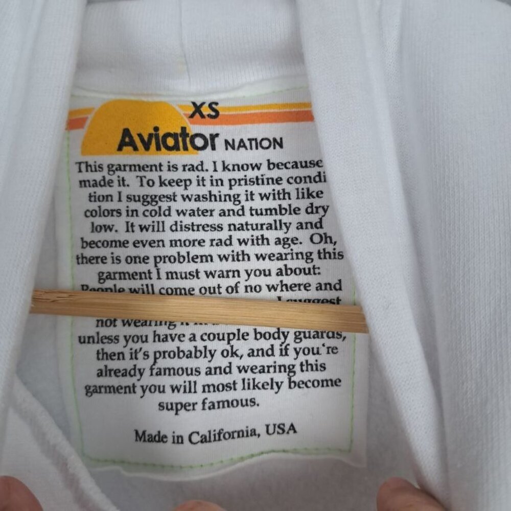 NEW Aviator Nation Smiley Sunset Relaxed Cropped Pullover Hoodie - White Size XS - Picture 4 of 9